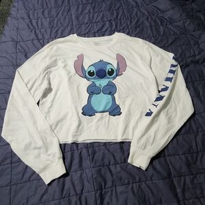 Disney Stitch White and Blue Long Sleeve Tee